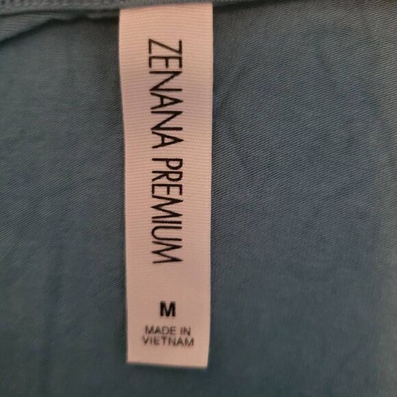 Zenana Premium Women's Long Sleeve Turquoise Embroidered Sleeve Half Button Top - Picture 6 of 7